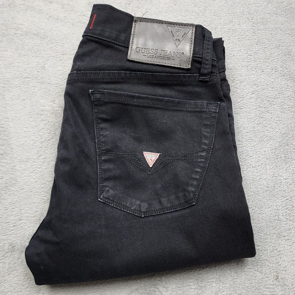 GUESS Lincoln Slim Straight Mens 31x30 Black Jeans Tailored Fit Cotton Blend